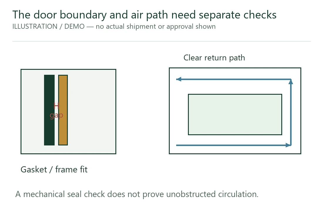 Door integrity and circulation are distinct checks. Door integrity and circulation are distinct checks.