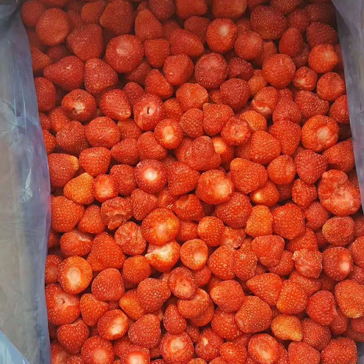 Whole IQF strawberries showing a bulk frozen fruit format