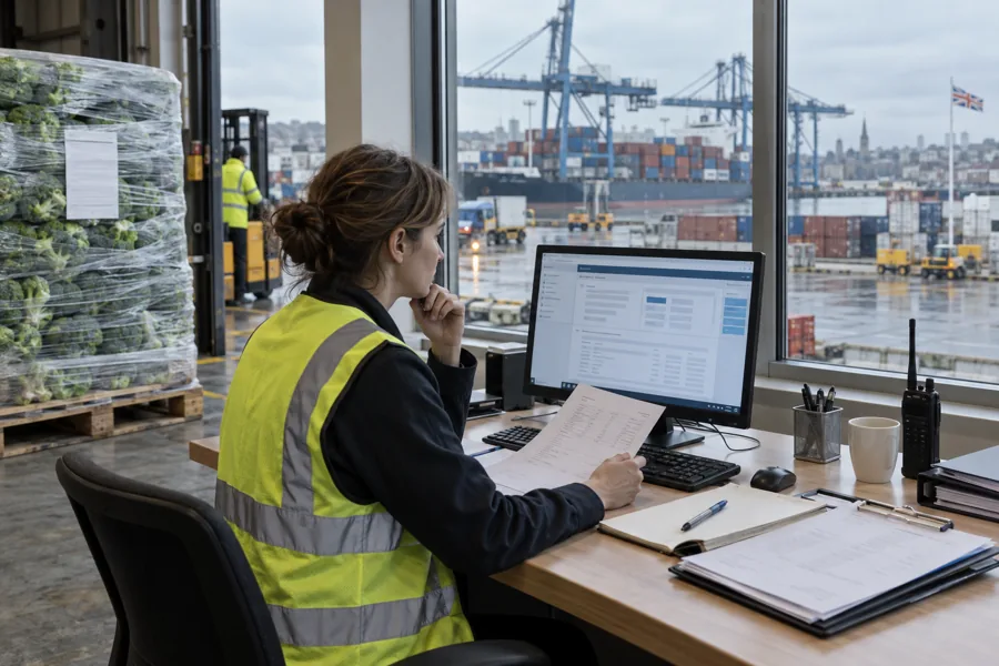 Illustrative UK customs broker matching freight documents Illustrative UK customs broker matching freight documents