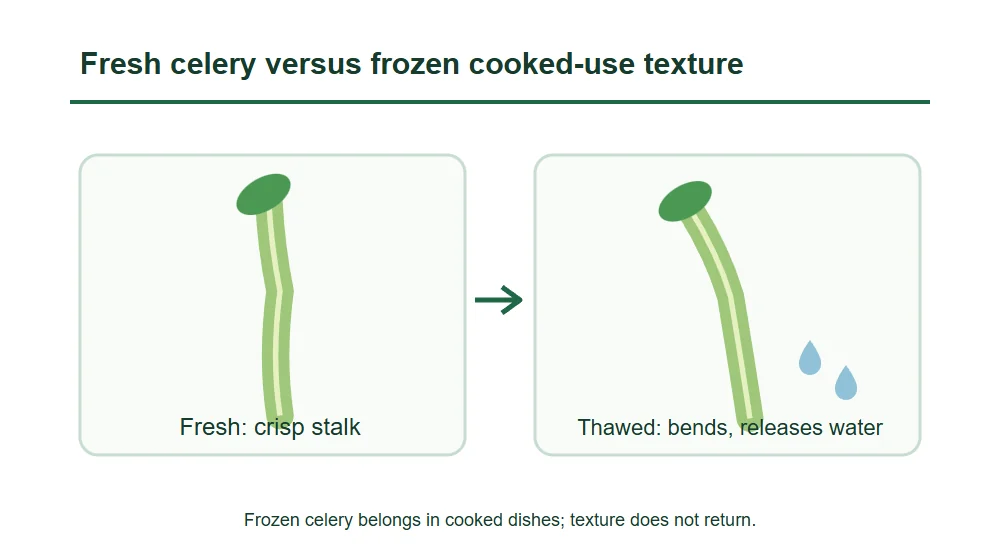 Fresh celery versus frozen cooked-use texture Fresh celery versus frozen cooked-use texture