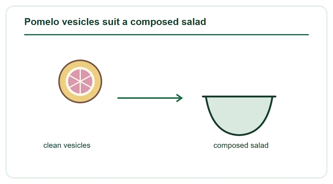 Pomelo vesicles suit a composed salad Pomelo vesicles suit a composed salad