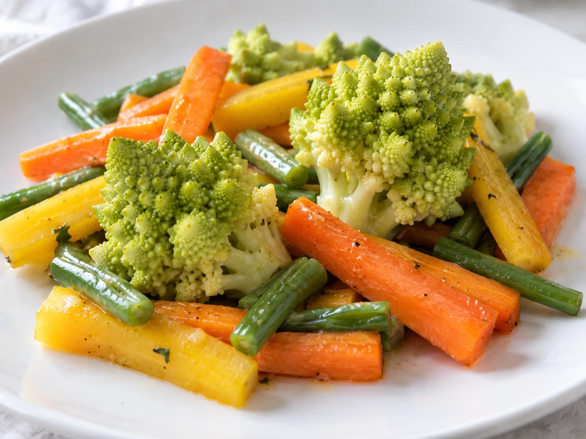 Romanesco in Mixed Vegetable Portions: Keeping Color and Shape Visible