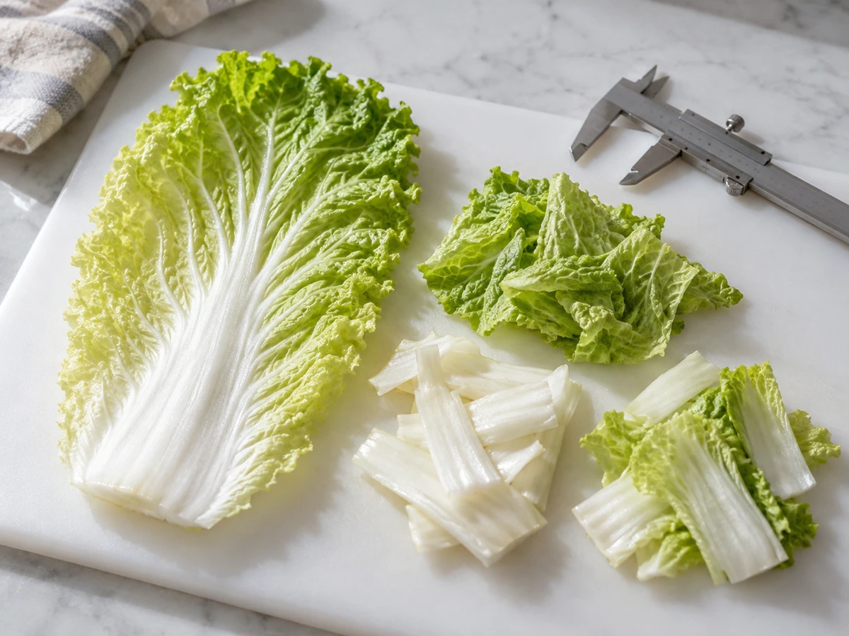 Frozen Napa Cabbage Leaf-to-Rib Ratio and Cut Size: How to Specify It