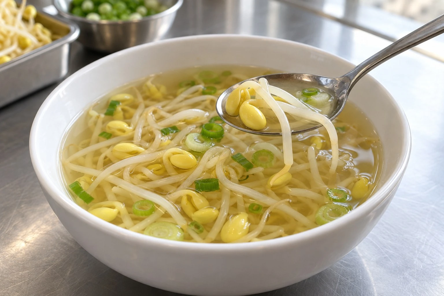 Soybean Sprout Soup from Frozen: Bean-Head Doneness and Broth Clarity