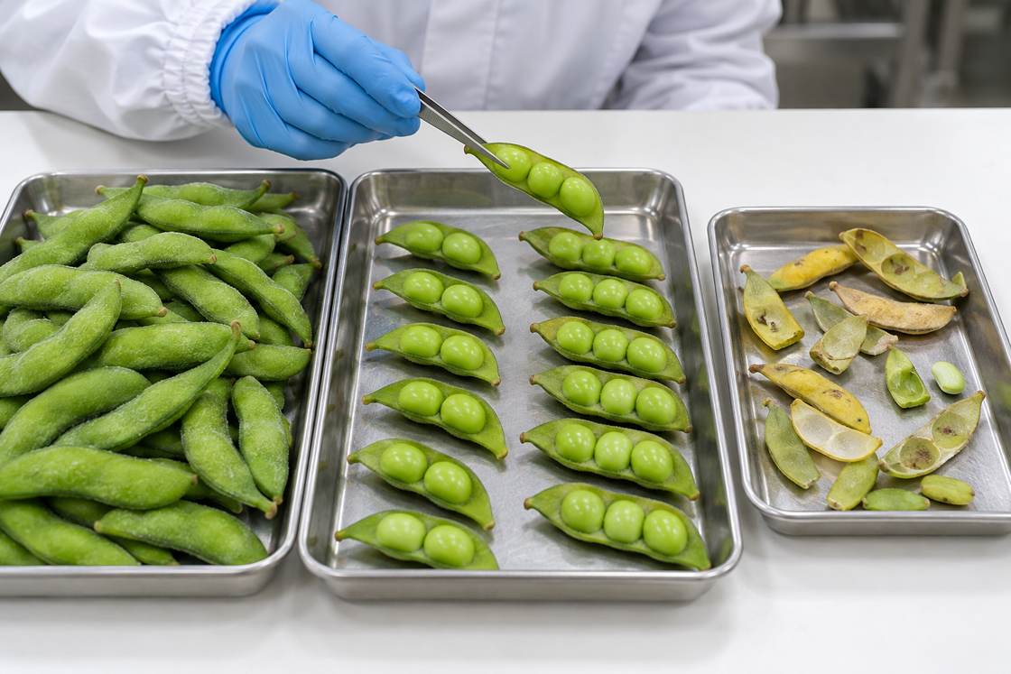 Edamame Pod Grade Illustrative pod-grade count and condition check.