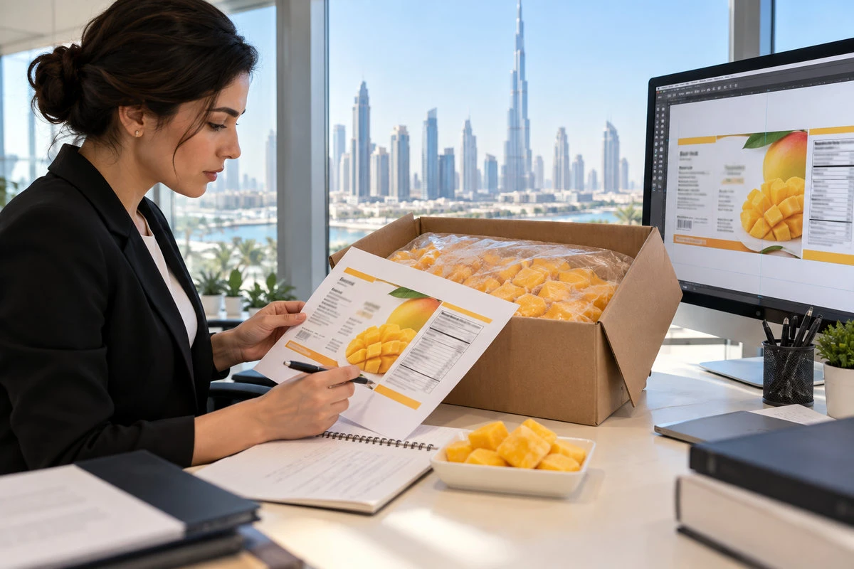 frozen mango chunks - Assign the Dubai importer and register the exact food item frozen mango chunks - Assign the Dubai importer and register the exact food item