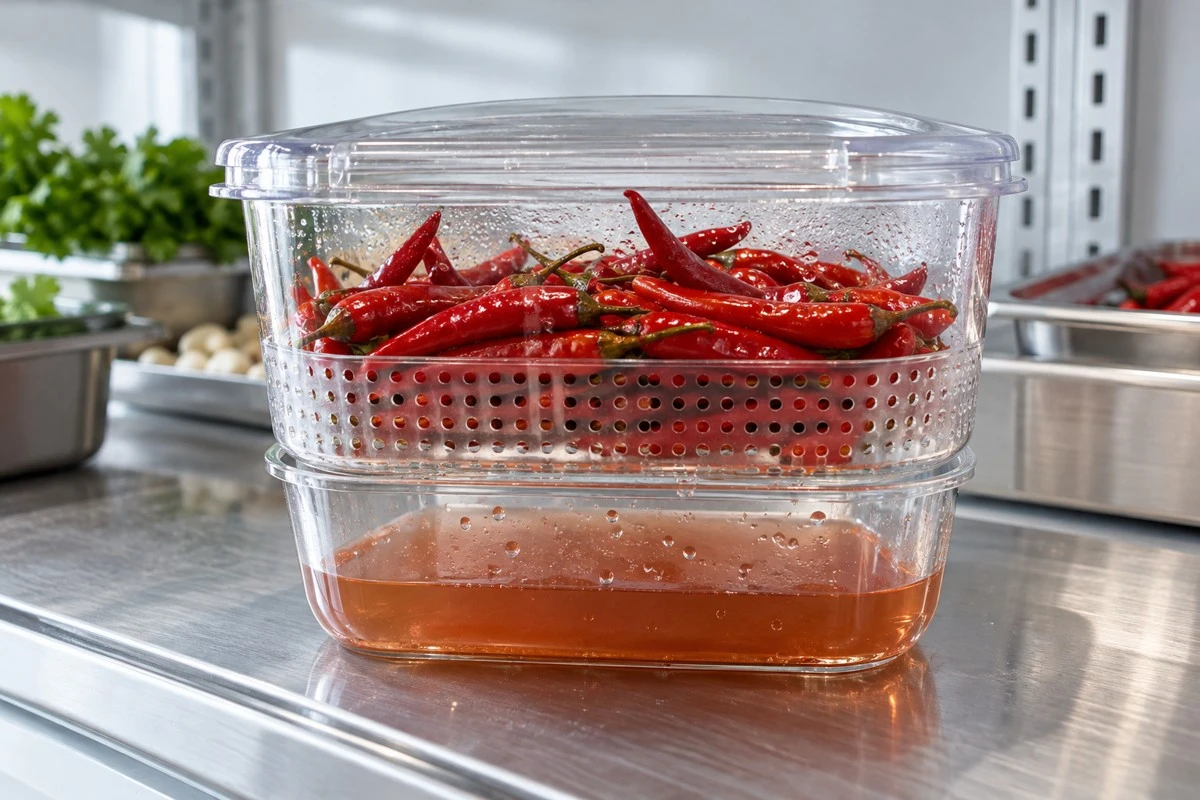 Pepper thaw liquid Record the liquid released during the defined thawing step.