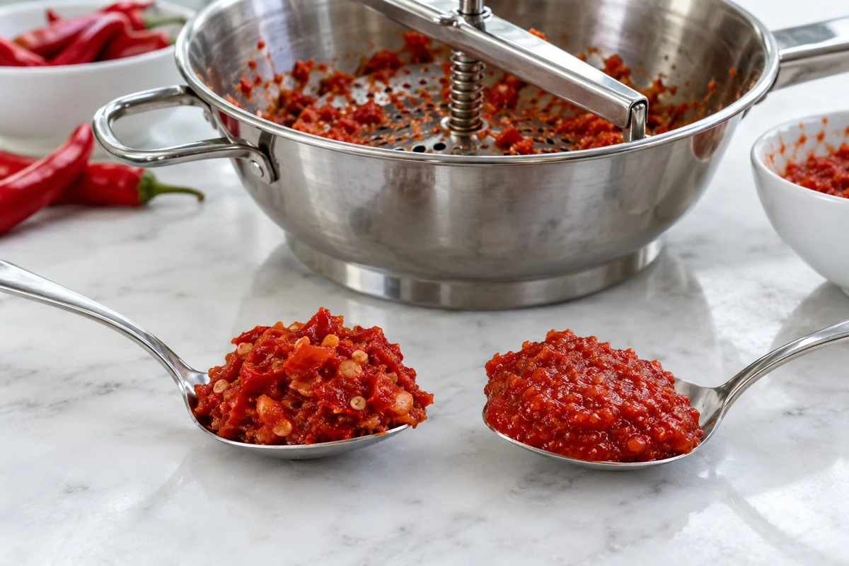 Pepper mash particle size Particle size changes what reaches the screen and what passes through it.