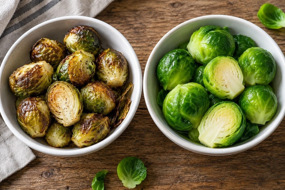 Roasted and gently steamed Brussels sprouts Roasted and gently steamed Brussels sprouts