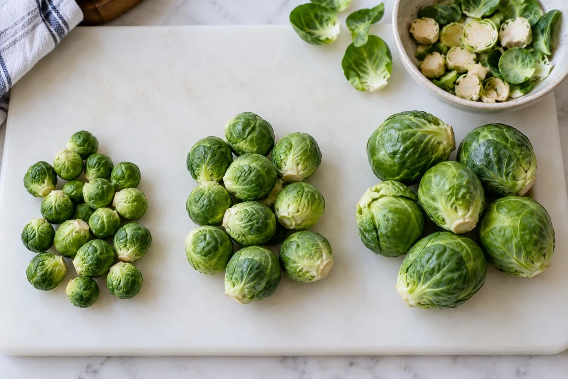 Brussels sprouts sorted into similar sizes