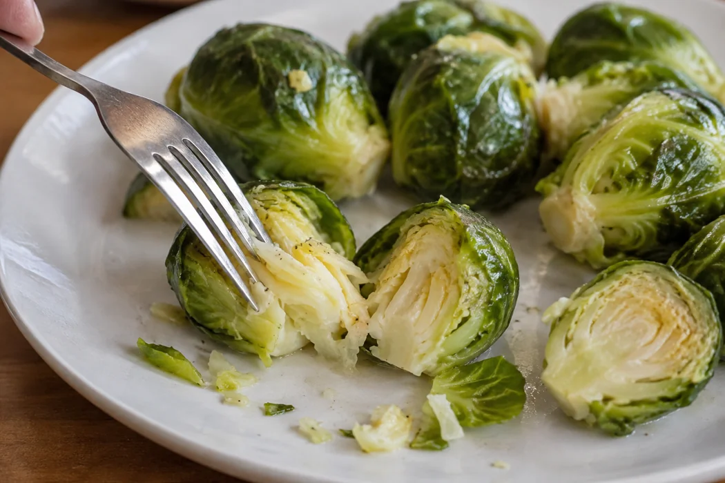 Cooked Brussels sprout center Cooked Brussels sprout center