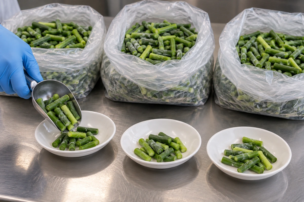 Garlic scape sample increments kept in separate dishes Garlic scape sample increments kept in separate dishes