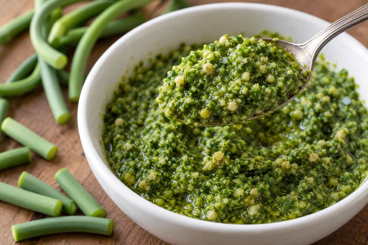 Frozen Garlic Scapes for Pesto: Fiber, Particle Size and Flavor