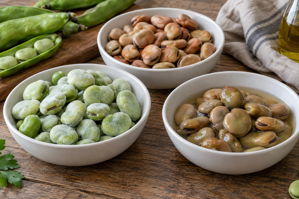 Frozen vs Dried or Canned Fava Beans in Prepared Foods