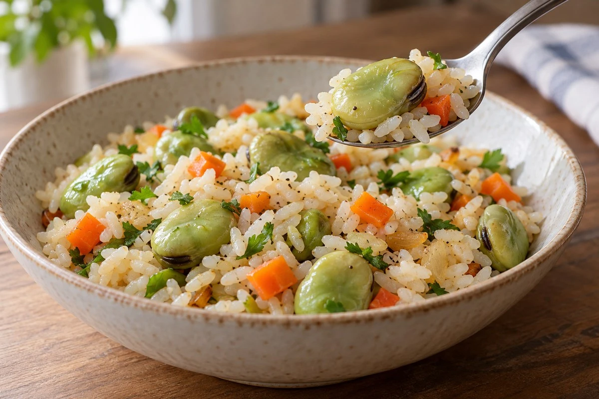 Broad bean texture assessed in the finished rice dish