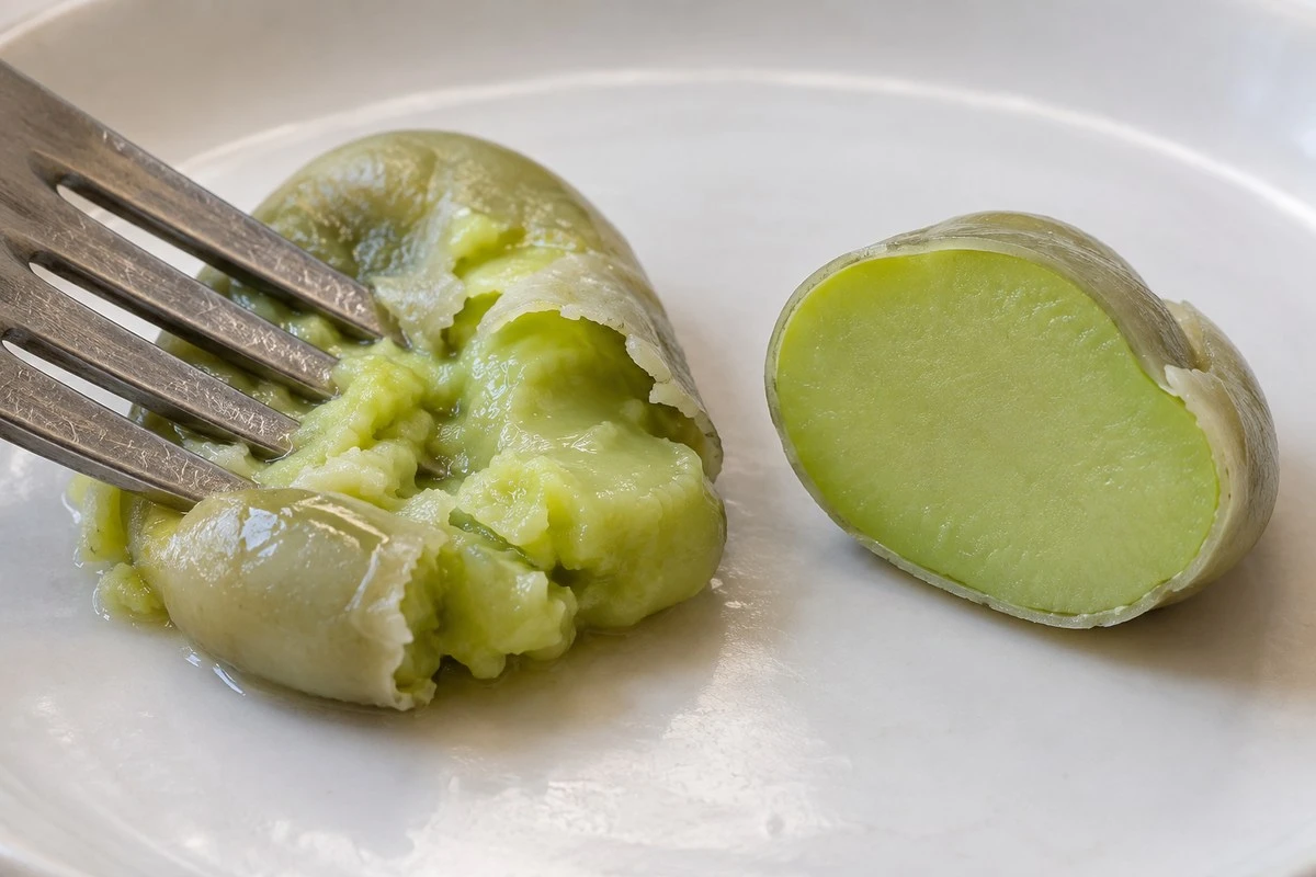 Cooked bean interiors examined for texture as well as outer appearance