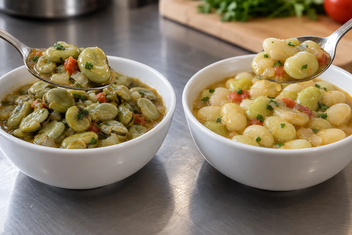 Fava and lima beans assessed in the same stew