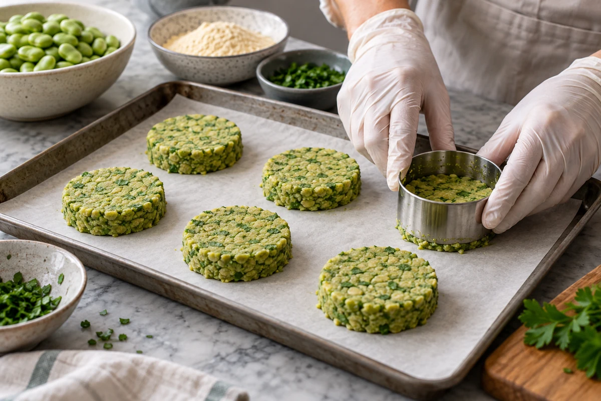 Equal fava patties prepared for a controlled trial Equal fava patties prepared for a controlled trial