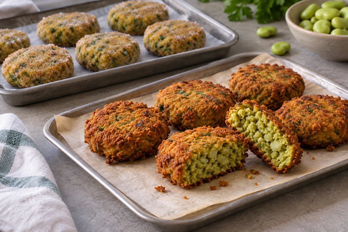 Frozen and reheated fava fritter samples Frozen and reheated fava fritter samples