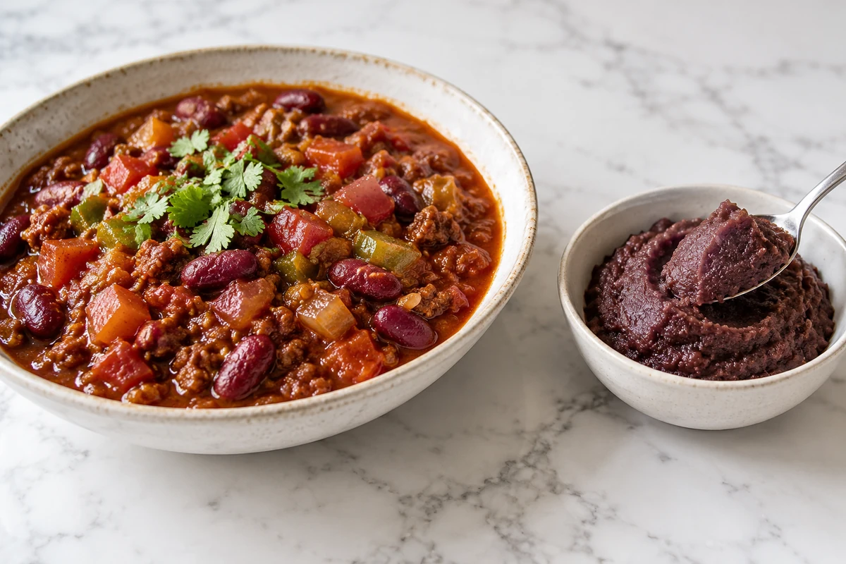 Whole kidney beans in chili and adzuki bean paste Whole kidney beans in chili and adzuki bean paste