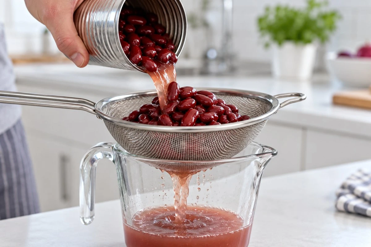 A defined drain separates the retained beans from the can liquid for a repeatable comparison A defined drain separates the retained beans from the can liquid for a repeatable comparison