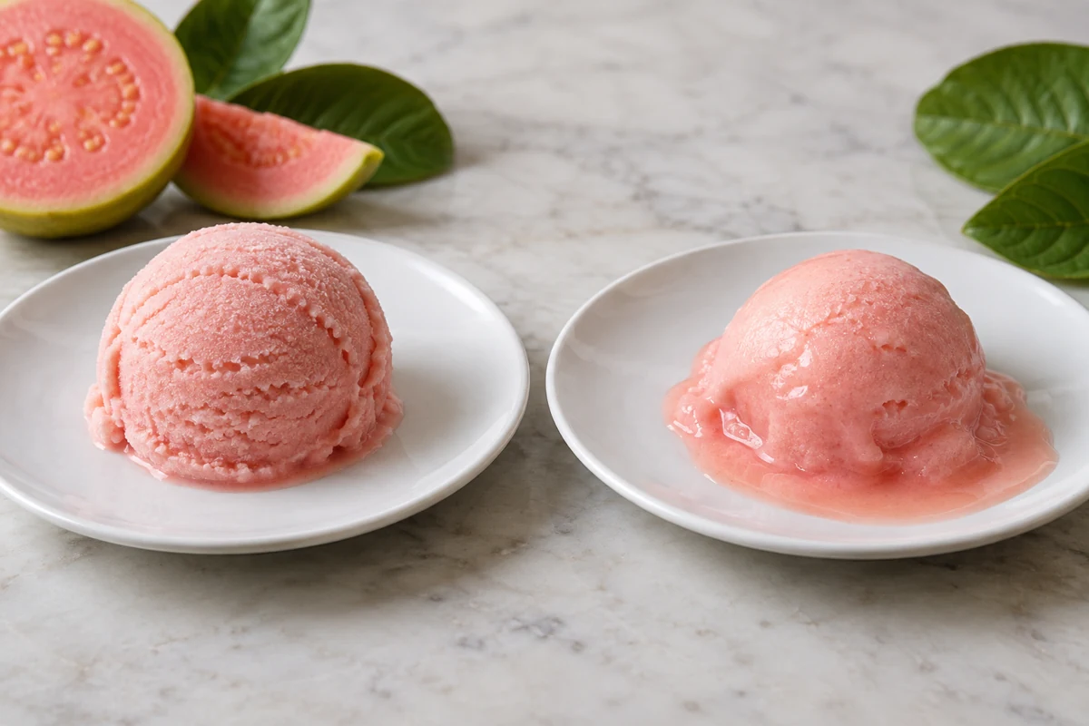 Guava sorbet melt comparison
