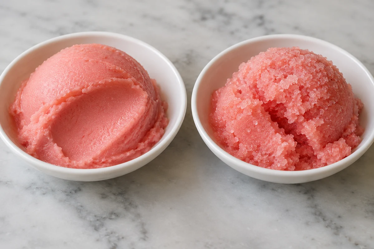 Guava sorbet smooth and coarse texture