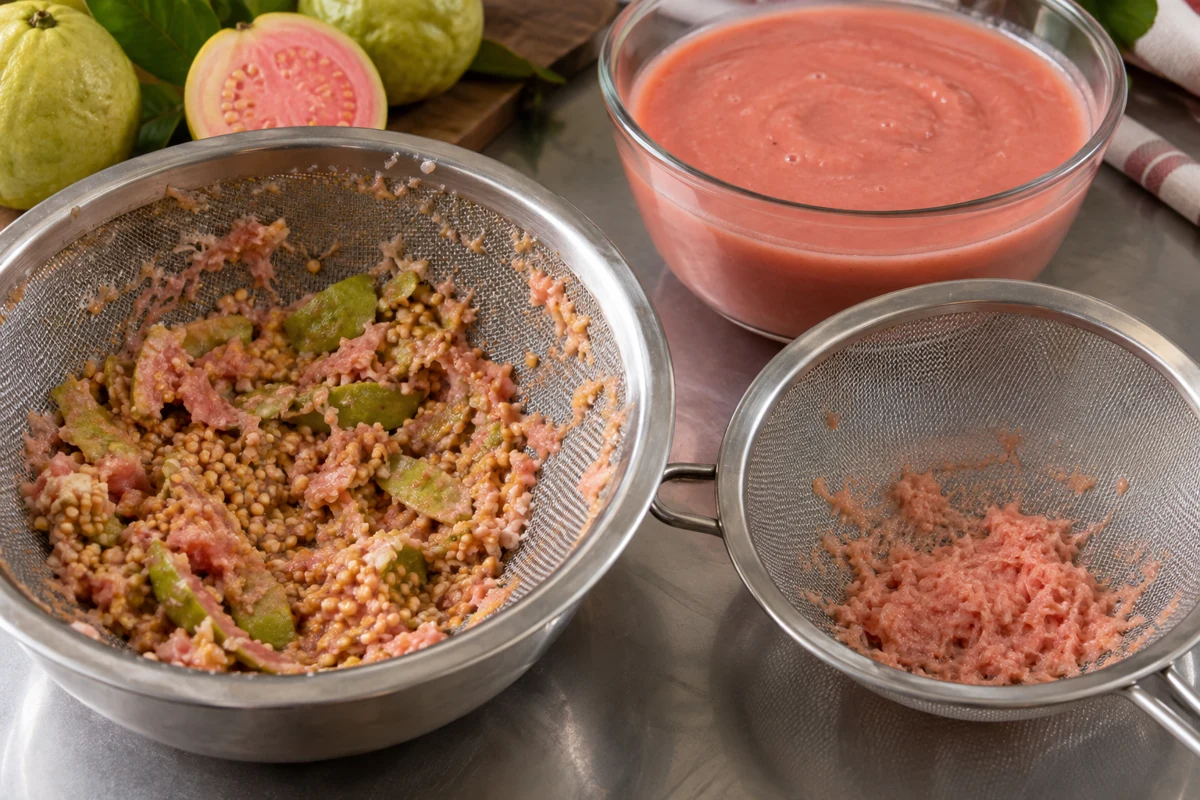 Keep the coarse and fine retained fractions separate during a screening comparison. Guava pulp two stage sieving