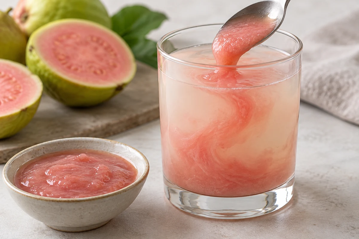 Judge the puree at its intended dose in the finished product. Guava puree in smooth beverage