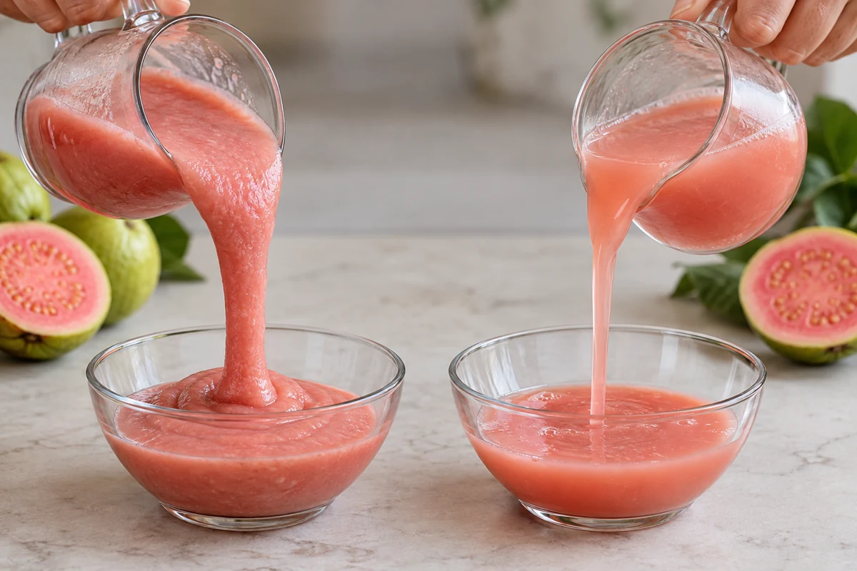 Flow changes should be measured under matched conditions. Guava pulp viscosity pour comparison