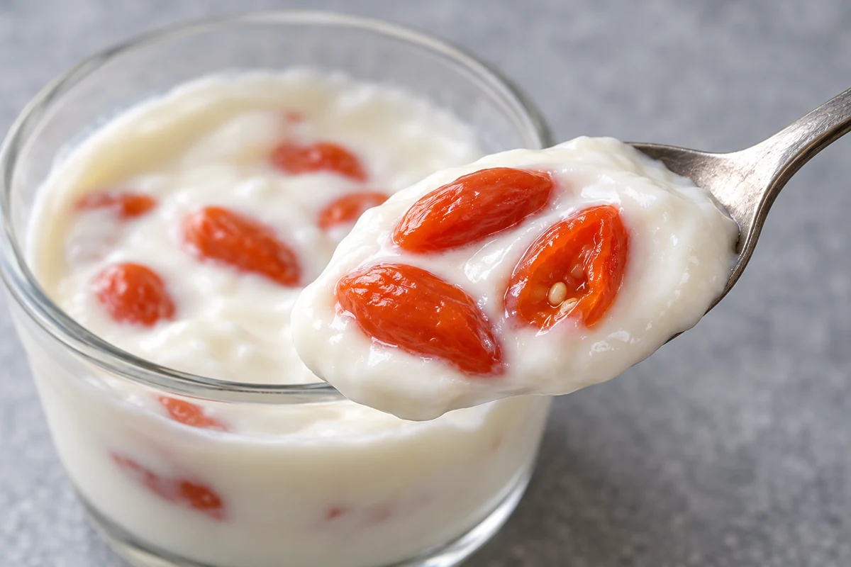 Whole Frozen Goji Berries in Yogurt: Color, Texture and Fruit Distribution
