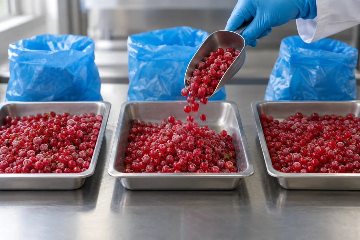 Separate redcurrant samples retained from different packs