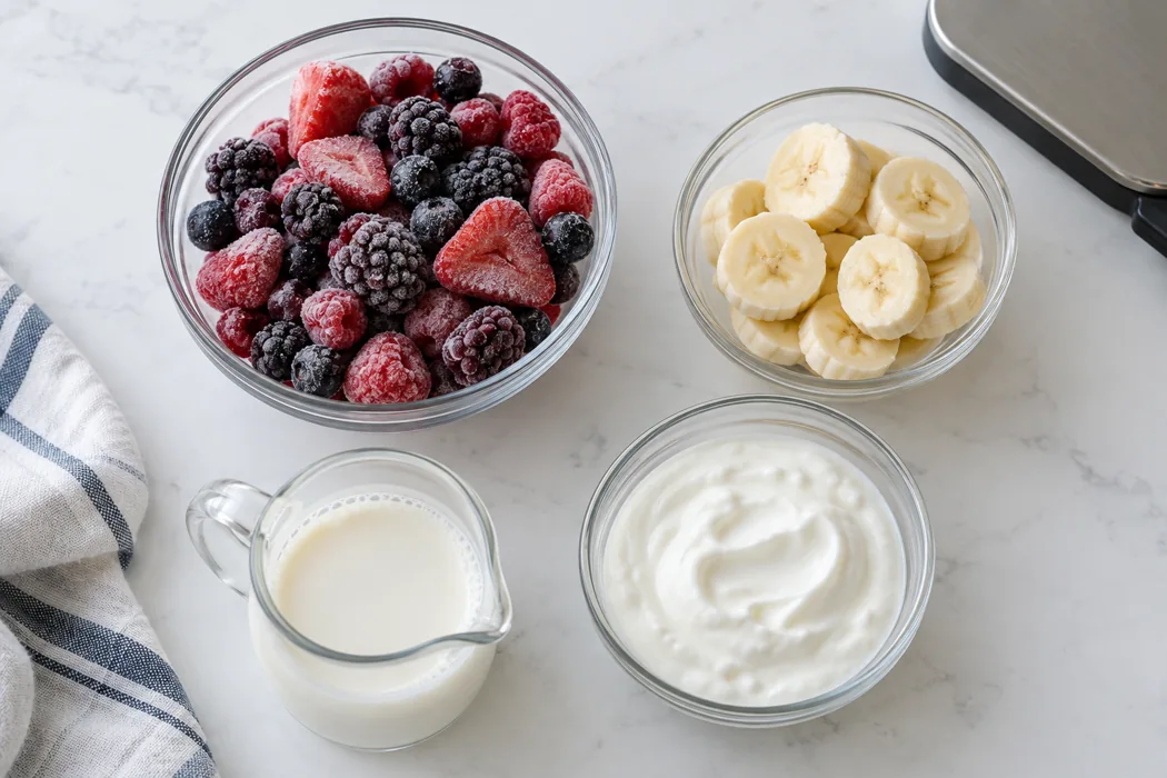 Weighed fruit, liquid and body ingredients make a repeatable smoothie trial Weighed fruit, liquid and body ingredients make a repeatable smoothie trial.