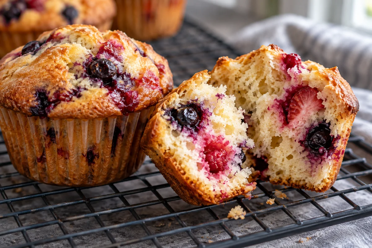 Baking Muffins with Frozen Mixed Berries