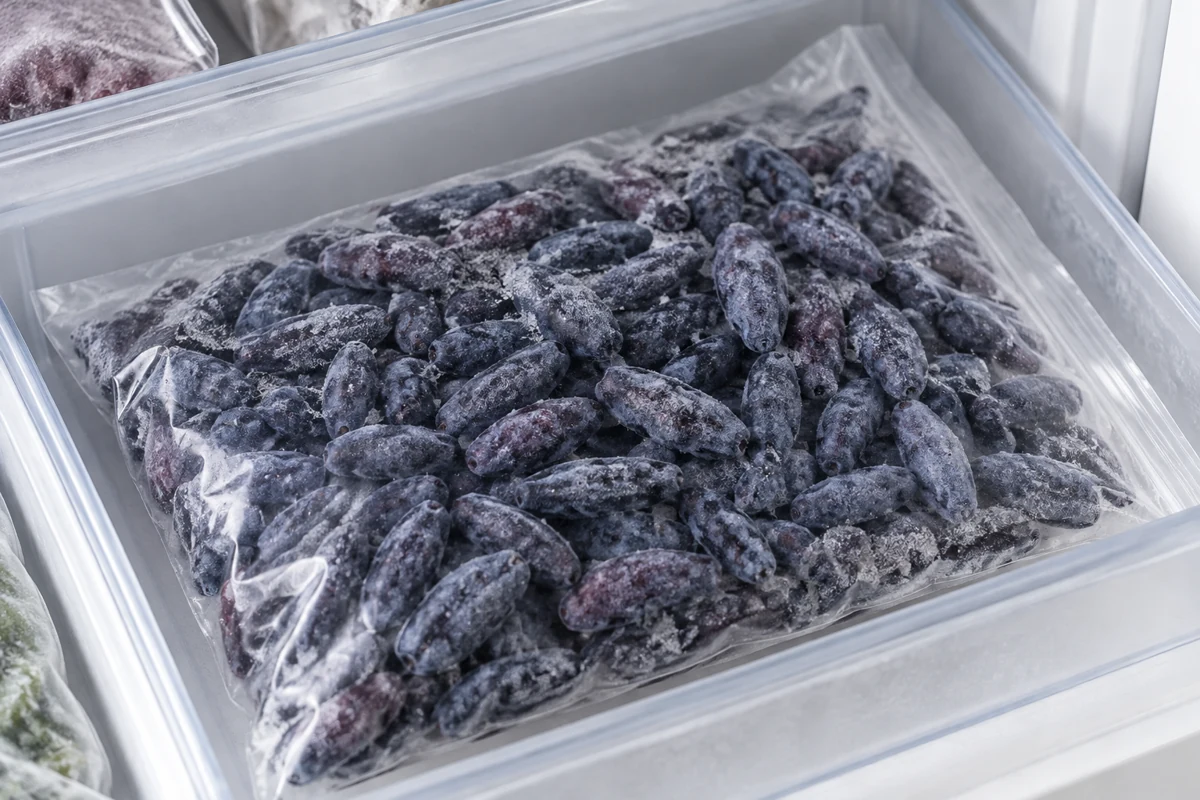 Haskap sealed freezer pouch A sealed portion makes it easier to remove only the fruit needed.