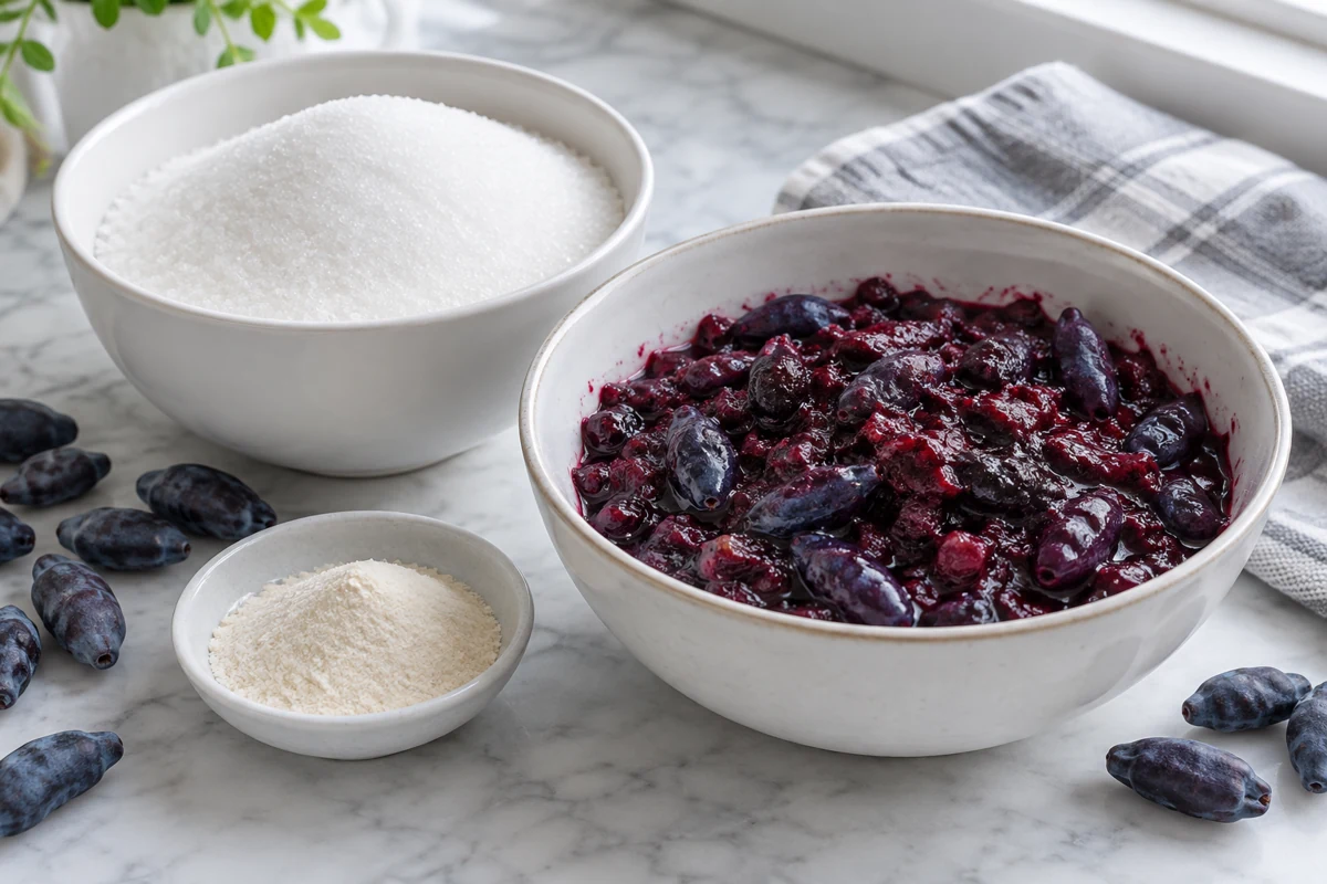 Haskap fruit sugar pectin Fruit, sugar and gelling ingredients must belong to a compatible formula.