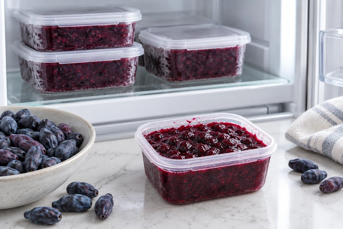 Haskap spreads chilled storage Chilled containers illustrate the storage route; shelf life needs its own validation.
