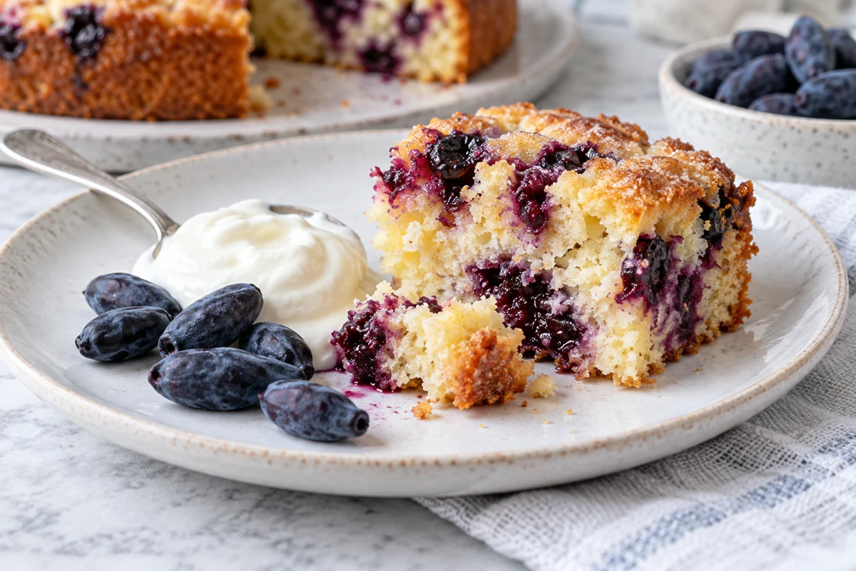Haskap cake tartness accompaniment Taste the fruit with the cake and its intended accompaniment.