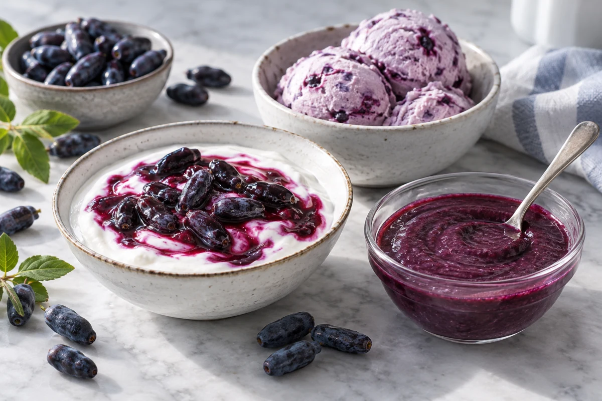 Whole fruit, smooth preparation and a finished frozen dessert illustrate format choices.