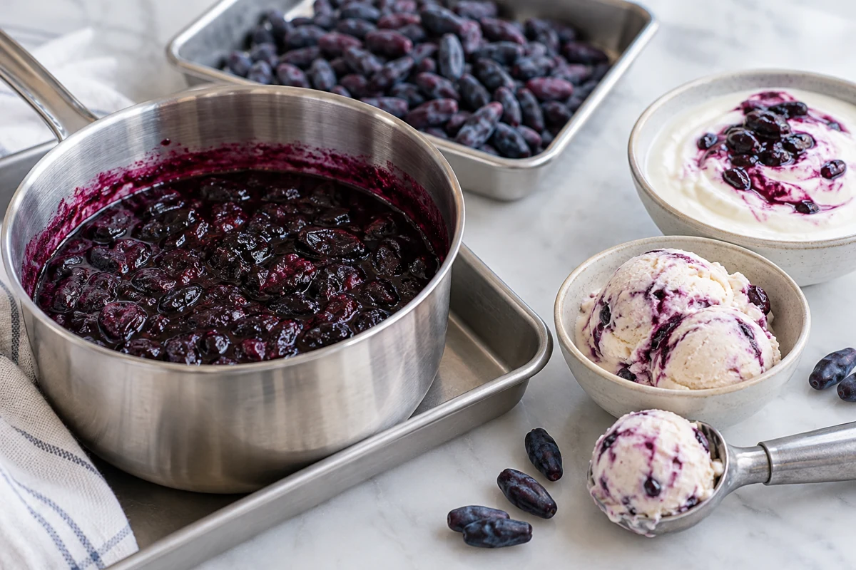 Cooked fruit preparation is a possible process stage; the image establishes no microbiological result.