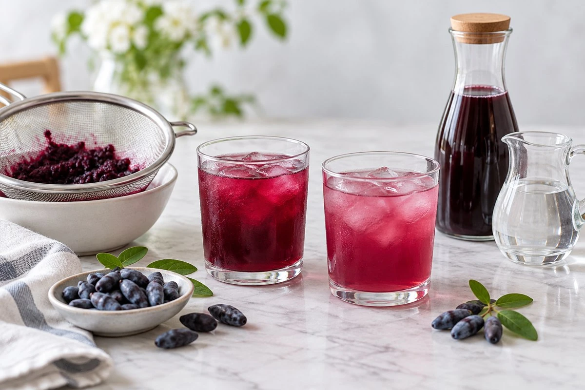 Haskap serving dilution in an illustrative food preparation scene