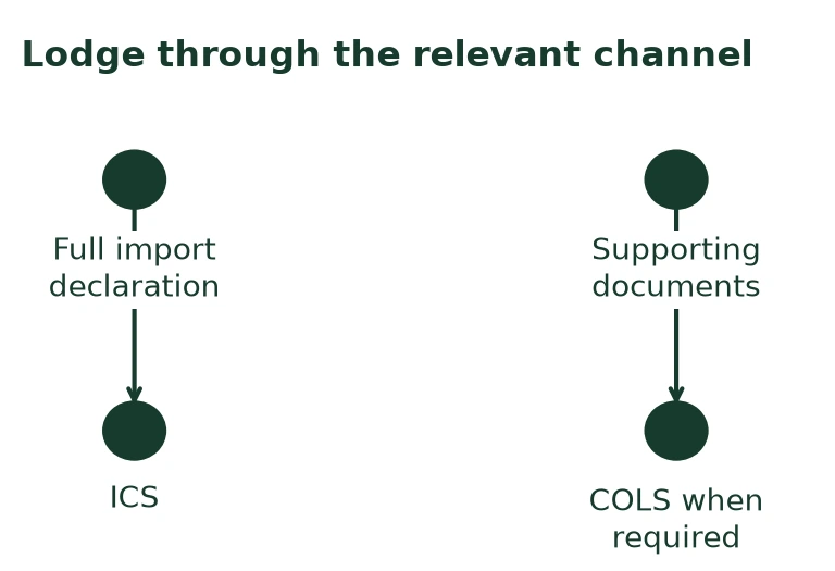 Lodge through the relevant channel Lodge through the relevant channel