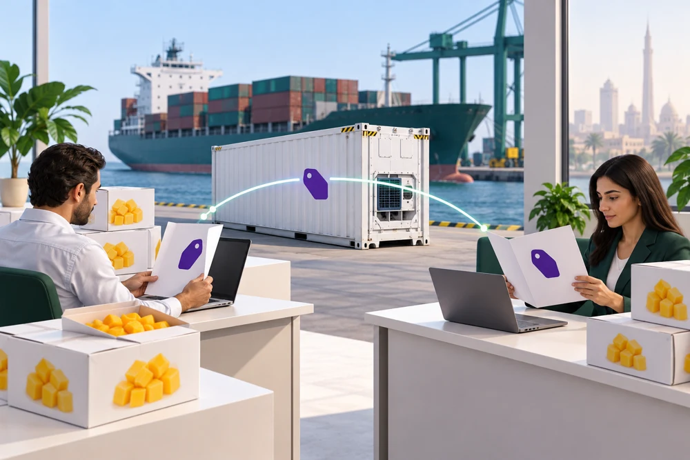 Egypt ACI, ACID, NAFEZA and CargoX for Frozen Food - explanatory shipment illustration Egypt ACI, ACID, NAFEZA and CargoX for Frozen Food - explanatory shipment illustration