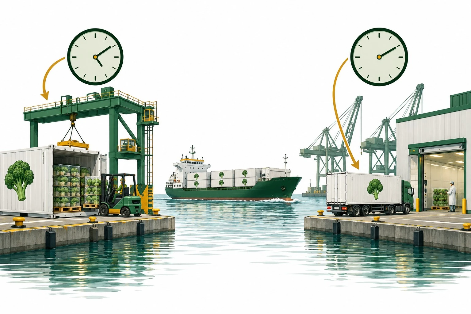 Illustration distinguishing origin loading and destination arrival timing