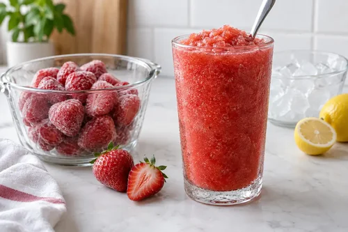 How to Make a Strawberry Slushie with Frozen Strawberries