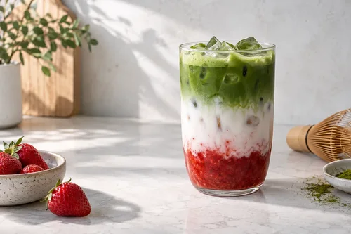 Strawberry Puree for Matcha Drinks: Color, Acidity and Layering