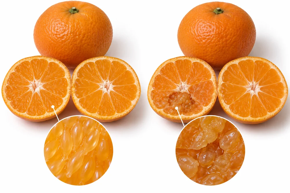 External grading and hidden mandarin pulp condition Similar mandarin exteriors with different internal pulp condition