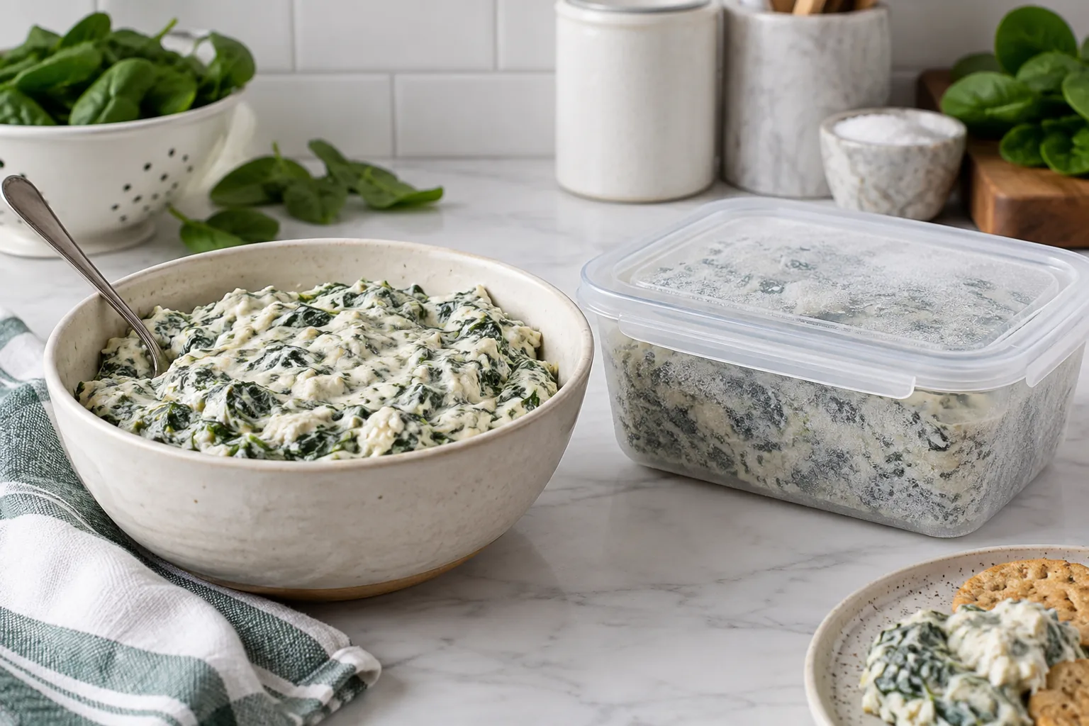 Can Spinach Dip Be Frozen? Storage, Thawing and Texture - original editorial illustration.