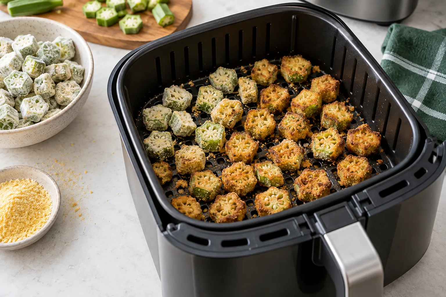 How to Cook Frozen Breaded Okra in an Air Fryer - original editorial illustration.