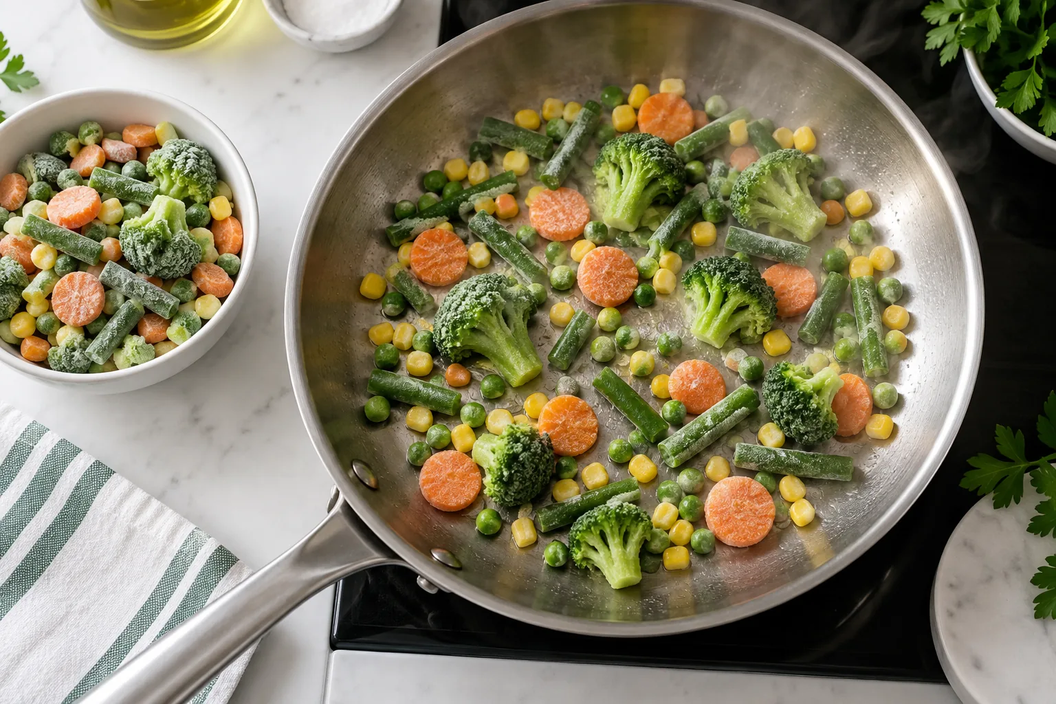 Yes, You Can Saute Frozen Vegetables - visual guide for the method described in this section.